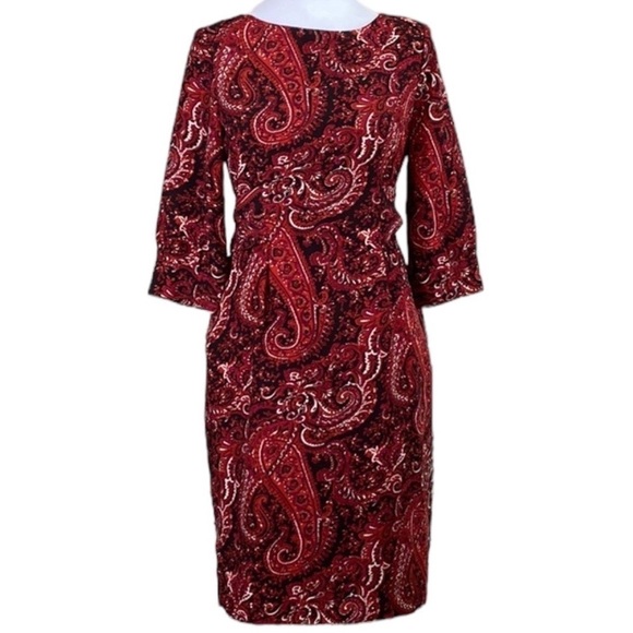 Talbots Red Orange White Black  3/4 long Sleeve Dress size Petite 4 4P - Picture 1 of 9